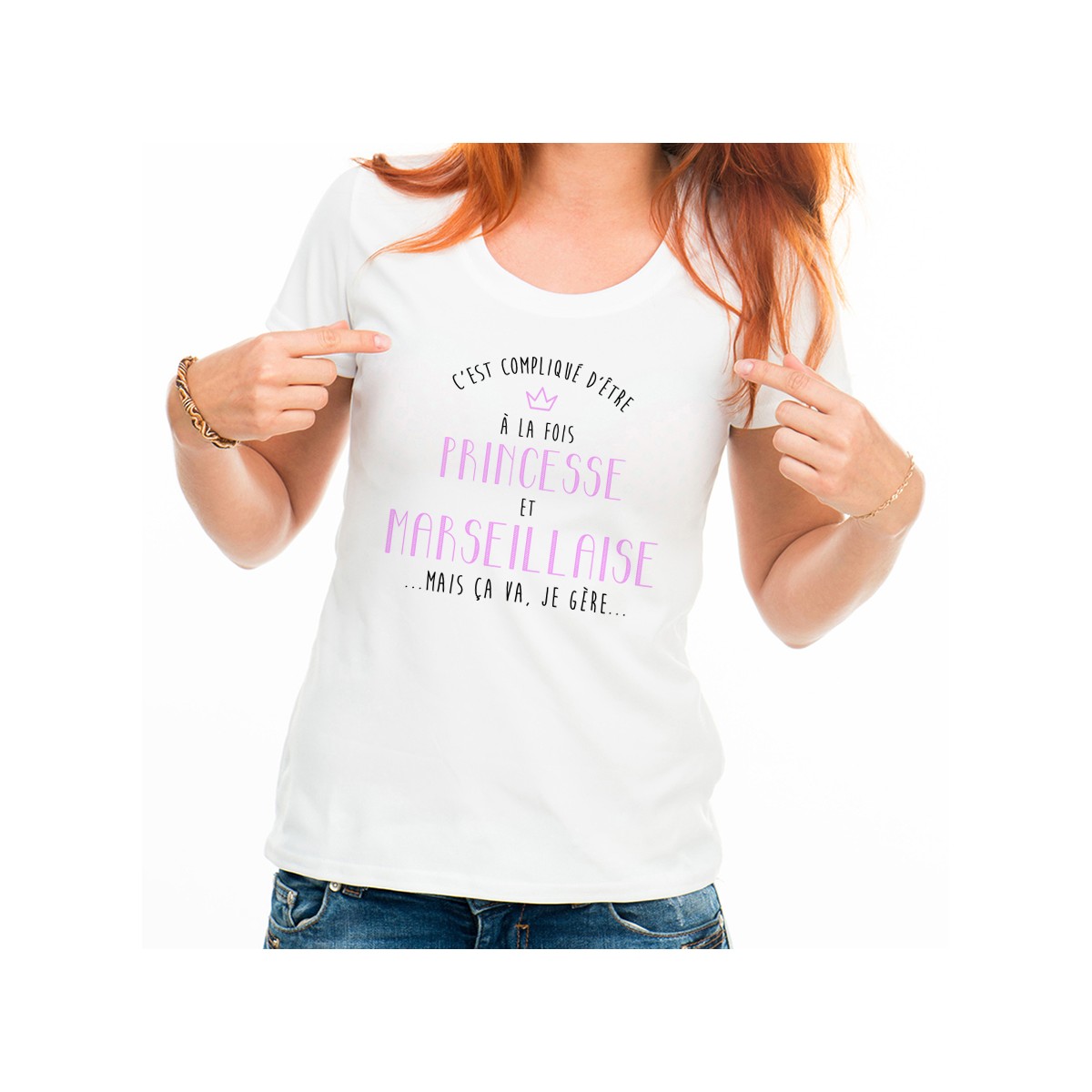 T-shirt Compliqué d'être à la fois Princesse et Marseillaise