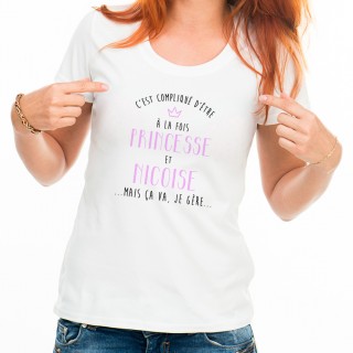 T-shirt Compliqué d'être à la fois Princesse et Niçoise