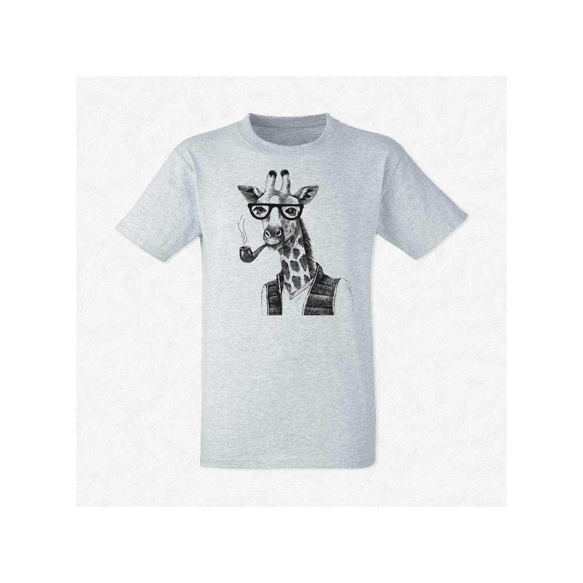 T-shirt Giraffe hipster fume une pipe