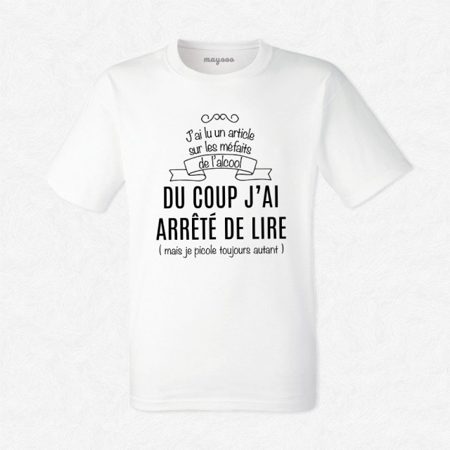 T-shirt J'ai lu un article sur les méfaits..