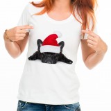 T-shirt Bouledogue bonnet de noël