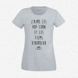 T-shirt J'aime les pop corn et les films d'horreur