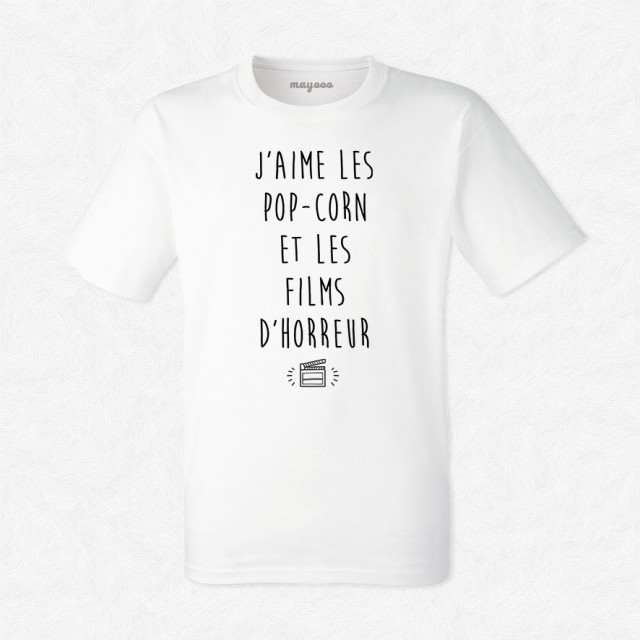 T-shirt  J'aime les pop-corn et les films d'horreur