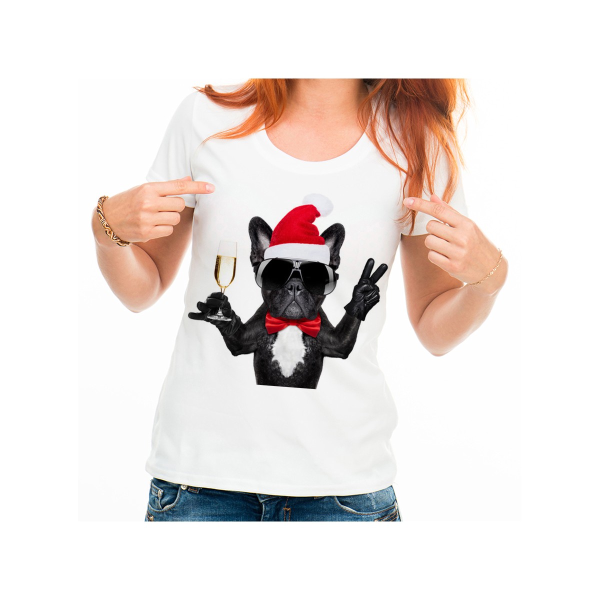 T-shirt Bouledogue fête et lunette