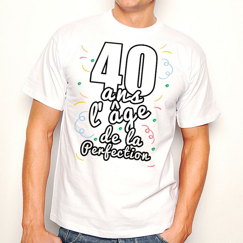 Tee-shirt 40 ans Anniversaire Homme Blanc M, L, XL
