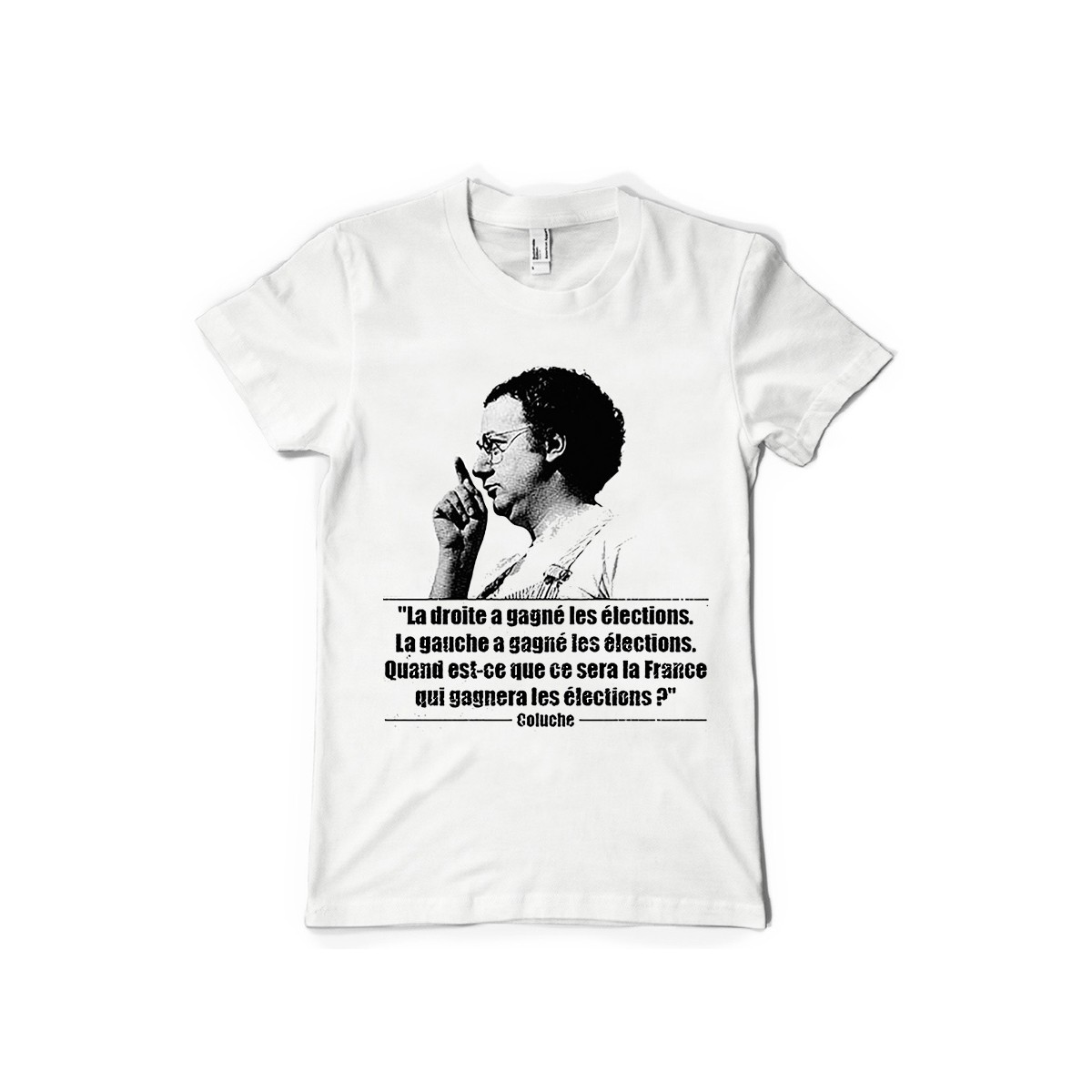 T-shirt Coluche gauche droite